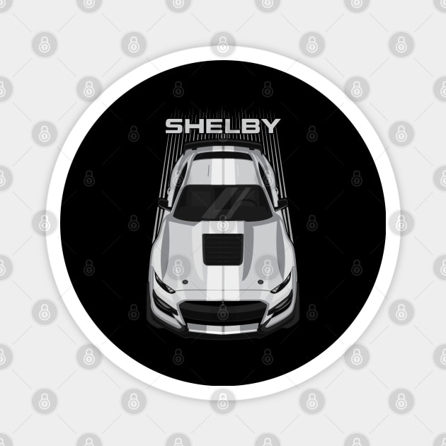 Ford Mustang Shelby GT500 2020-2021 - Silver - White Stripes Magnet by V8social